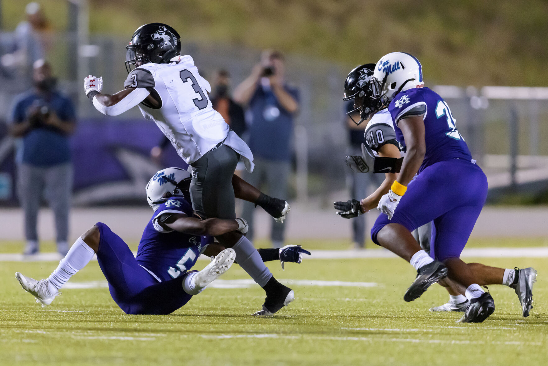 The Hough Huskey defeated the Cox Mill Chargers 48-7 on Friday night at Cox Mill High School.